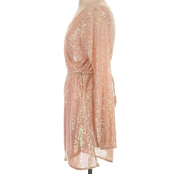 Free People Disco Daydream Sequin Kimono Dress Small | Boho Glam - Picture 3 of 15